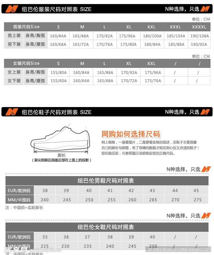 淘宝男装详情页之尺码表