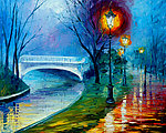 油画 烟雨桥