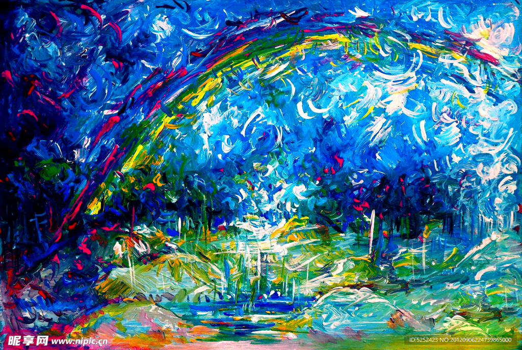 油画 雨后彩虹