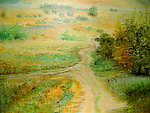 油画 山间小路