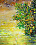 油画 平原树木