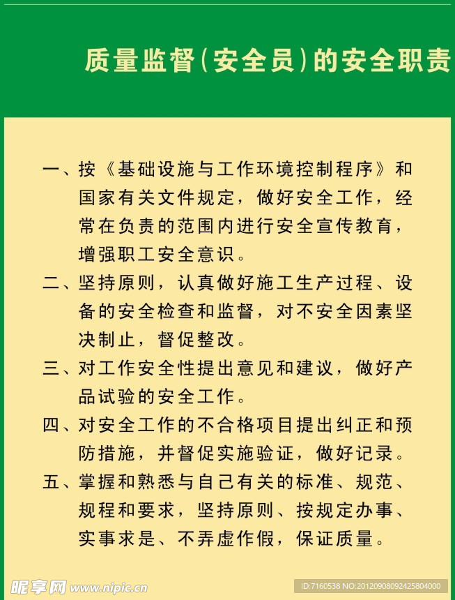 质量监督安全员安全职责