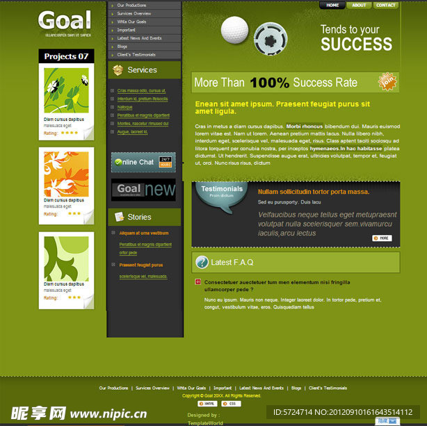 绿色高尔夫CSS网页模板