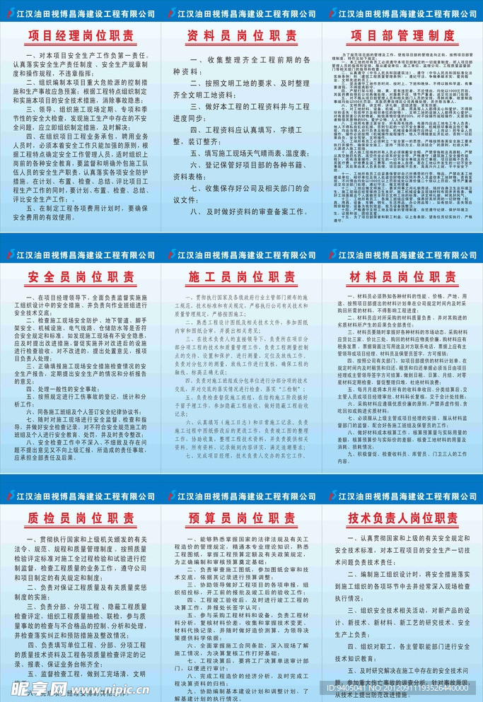 工地KT板岗位职责