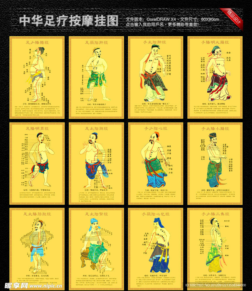 中华足疗经络按摩挂图设计模板 (人物合层)