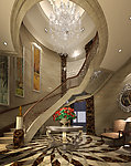 某欧式风格别墅园厅旋梯室内设计效果图