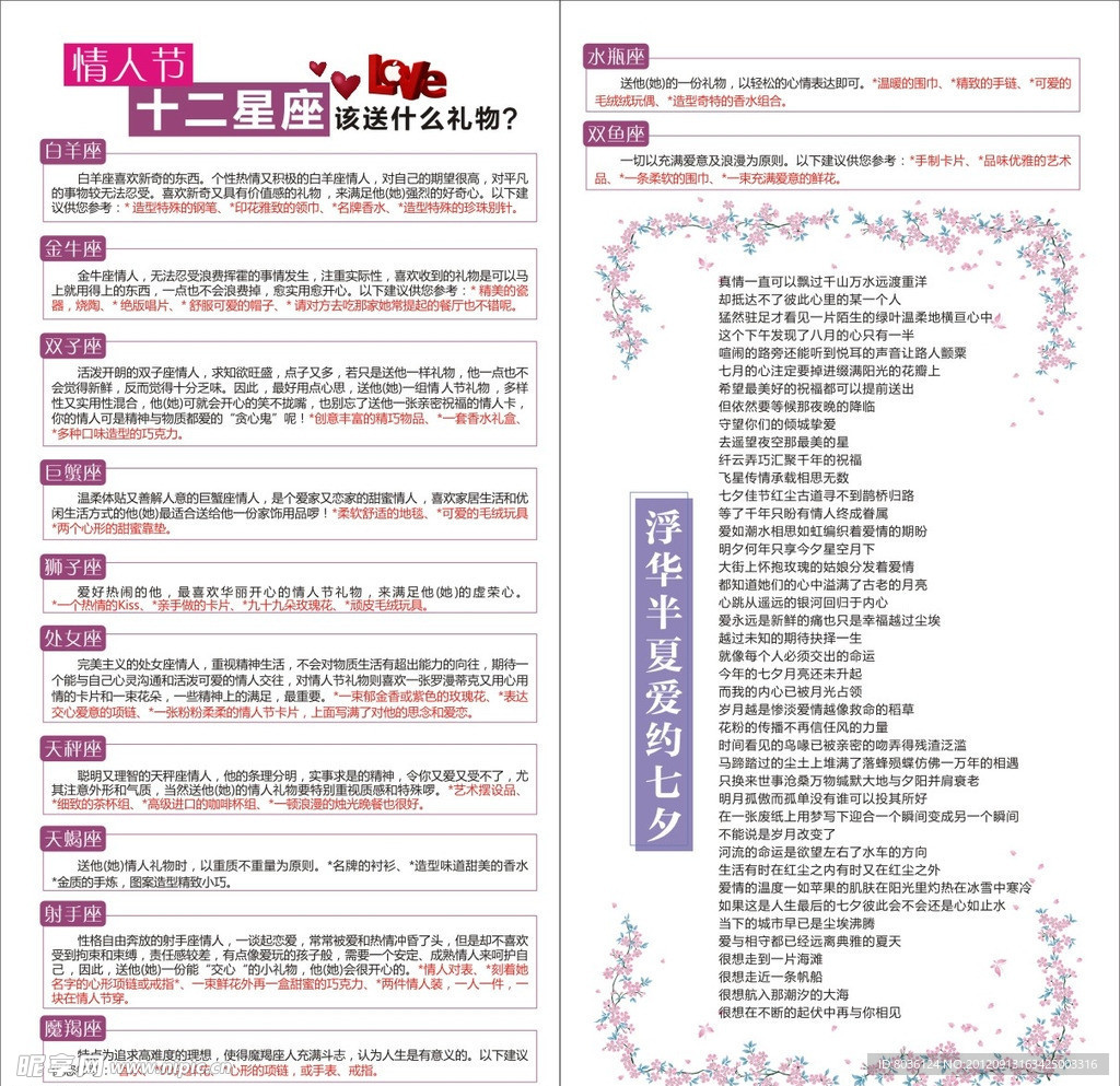 星座介绍彩页