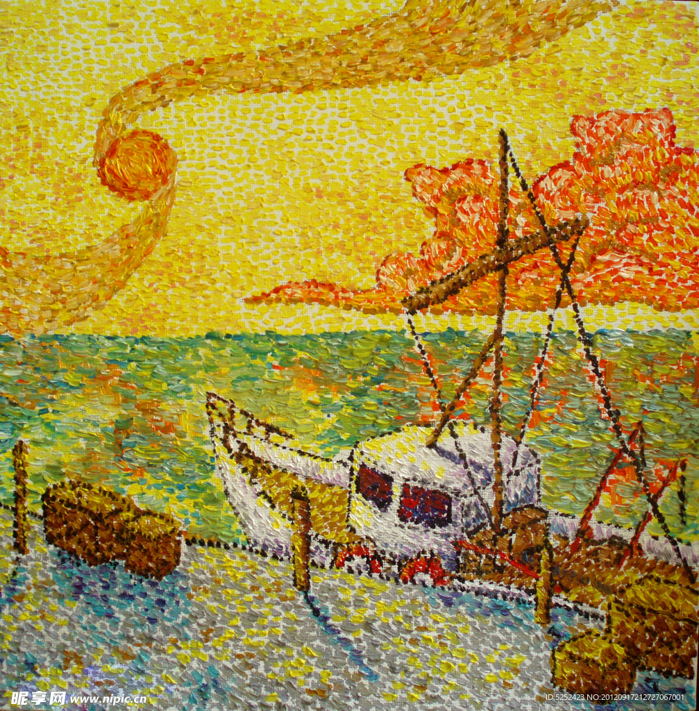 油画 码头