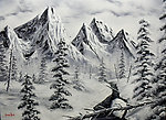 油画 雪山