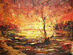 油画 夕阳风景