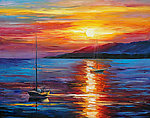 油画 海湾日落
