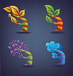 四季梦幻花纹树木
