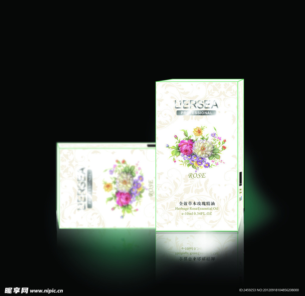 化妆品 彩盒 玫瑰精油 (平面图)