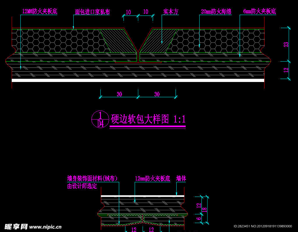 硬边软包及墙身包布大样图