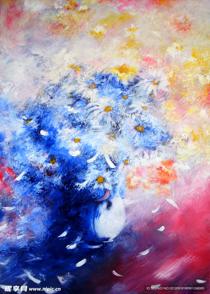 油画 花瓶花束