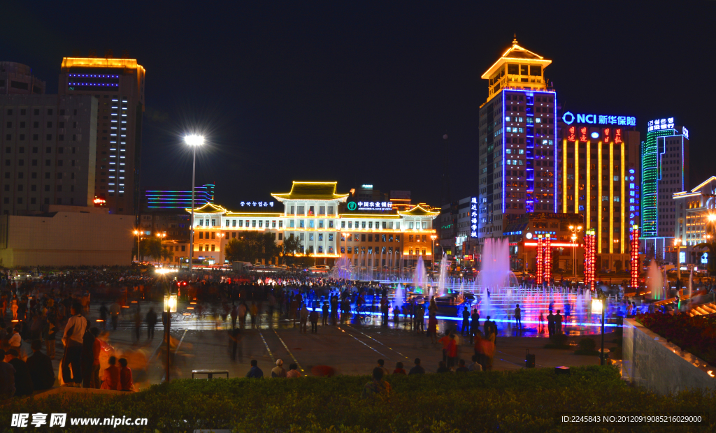 延吉市夜景 青年湖