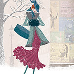 冬季雪花中的时尚美女