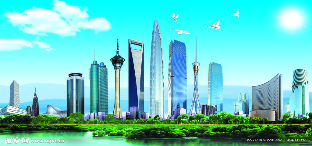 中国建筑组合图