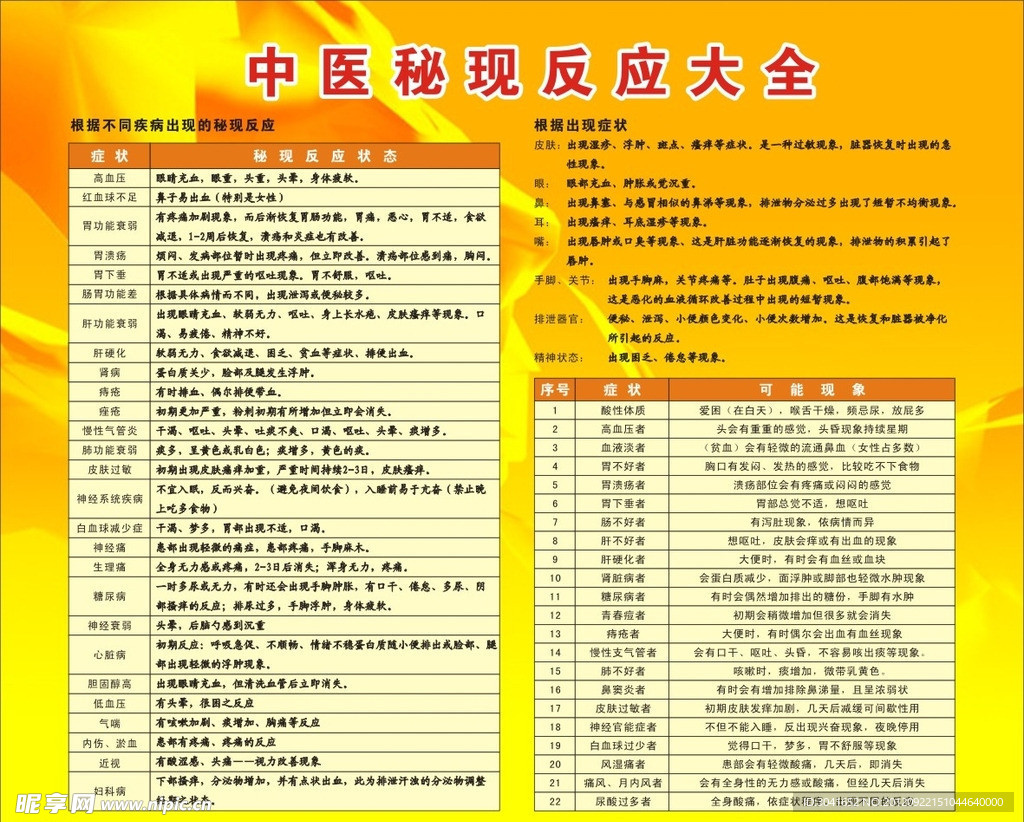 中医秘现反应大全