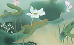 荷花壁画