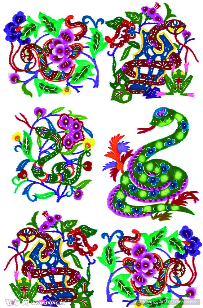 蛇年彩色剪纸