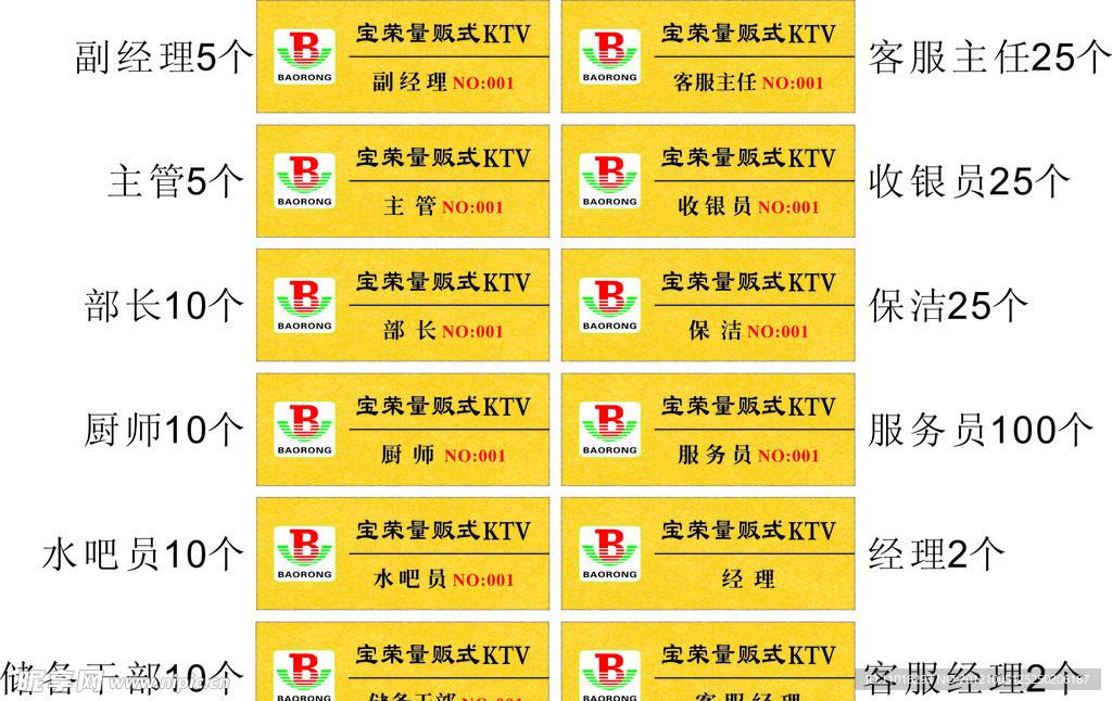 金色底工牌
