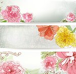 时尚手绘鲜花banner 鲜花花卡
