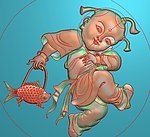 精雕图 童子提鱼图 jdp