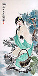 溪边浴女