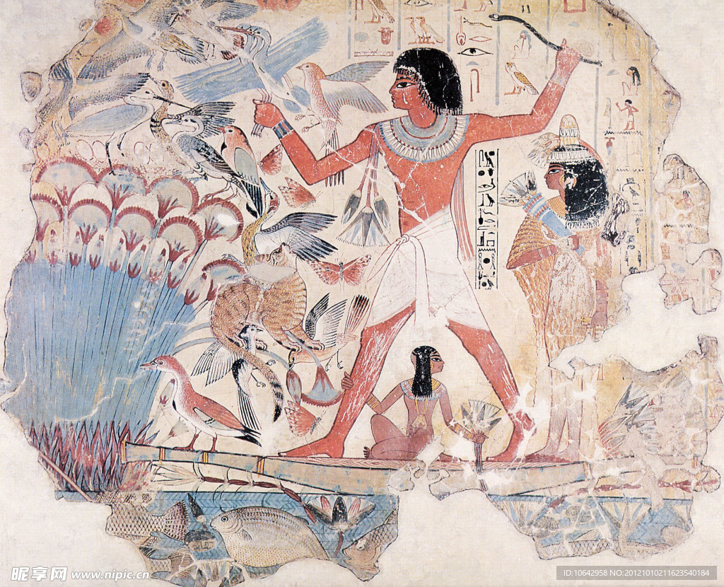 古埃及法老打猎壁画