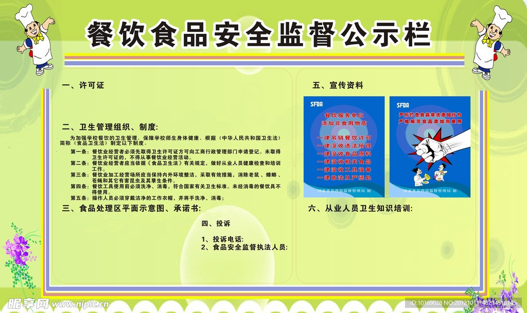 餐饮食品安全监督公示栏