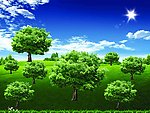 蓝天绿草地背景
