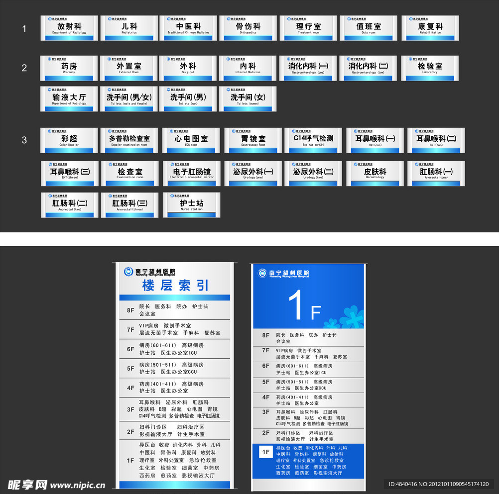 科室牌及楼层索引