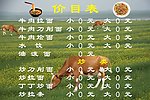 牛肉拉面价目表