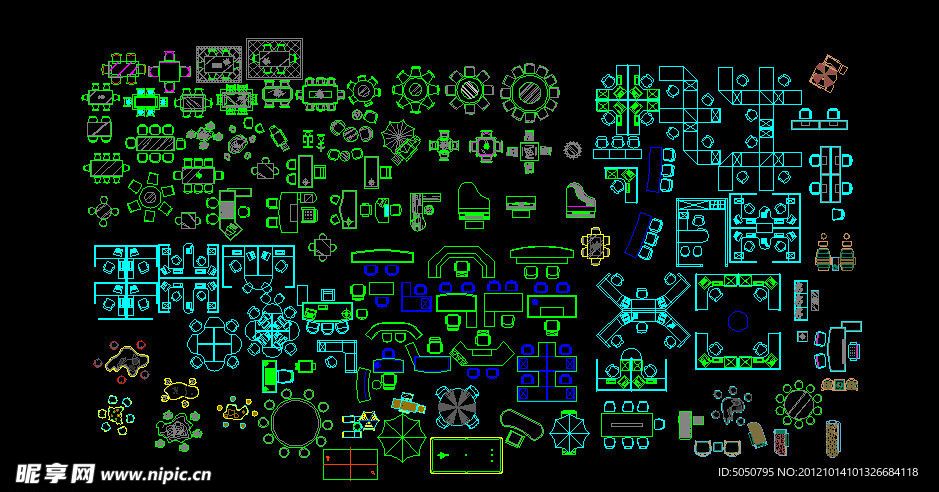 CAD桌椅图块