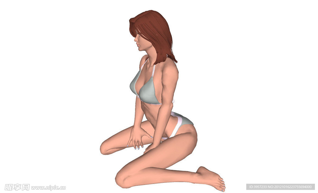 美女坐式3d模型