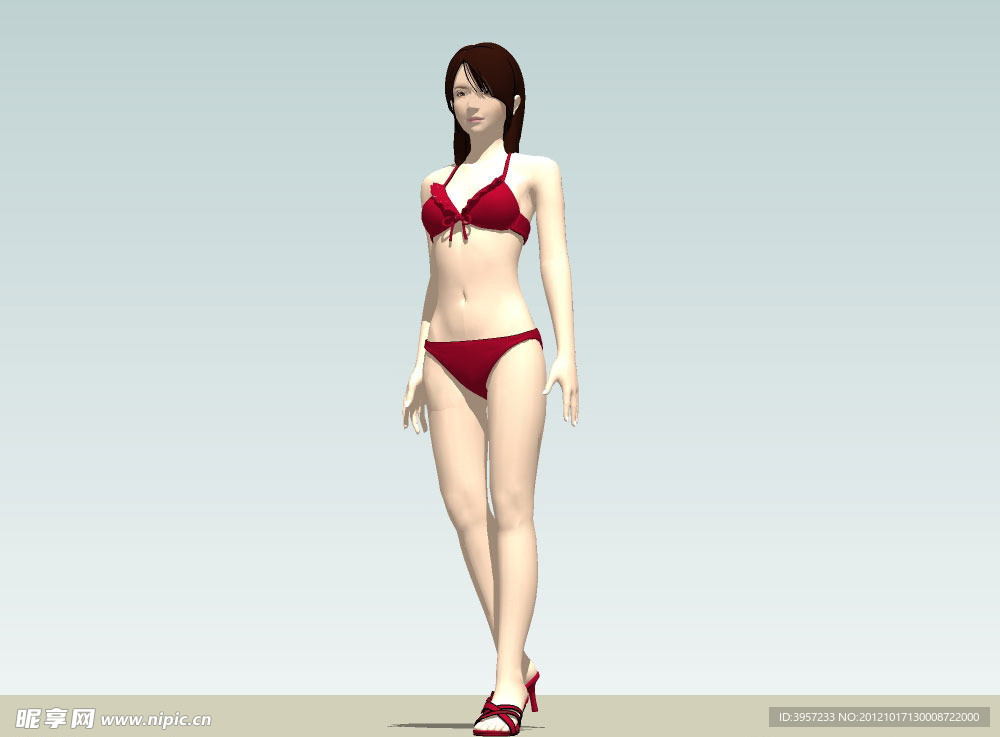 美女站式3d模型