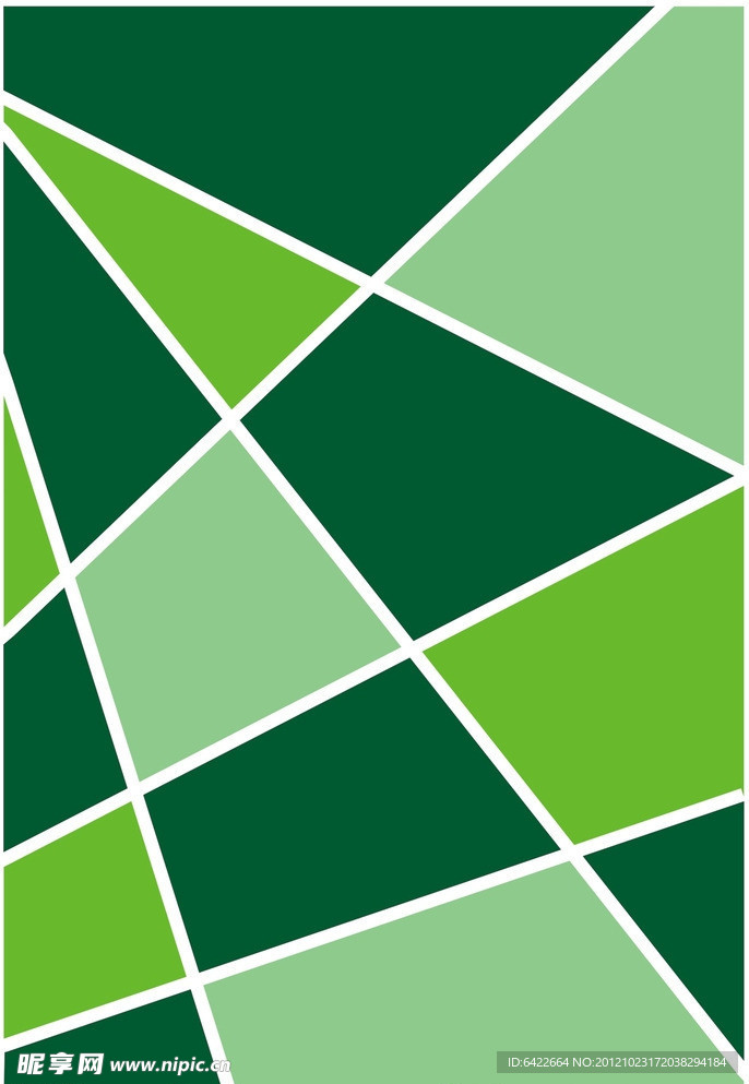 经典矢量大方格调 不规则 几何图形 绿色相近色