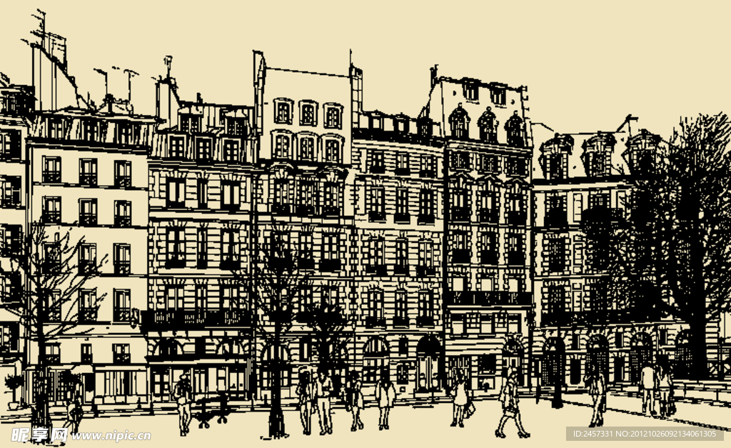 素描城市建筑