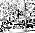 素描城市建筑