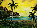 油画 海岸椰树