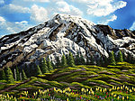 油画 雪山