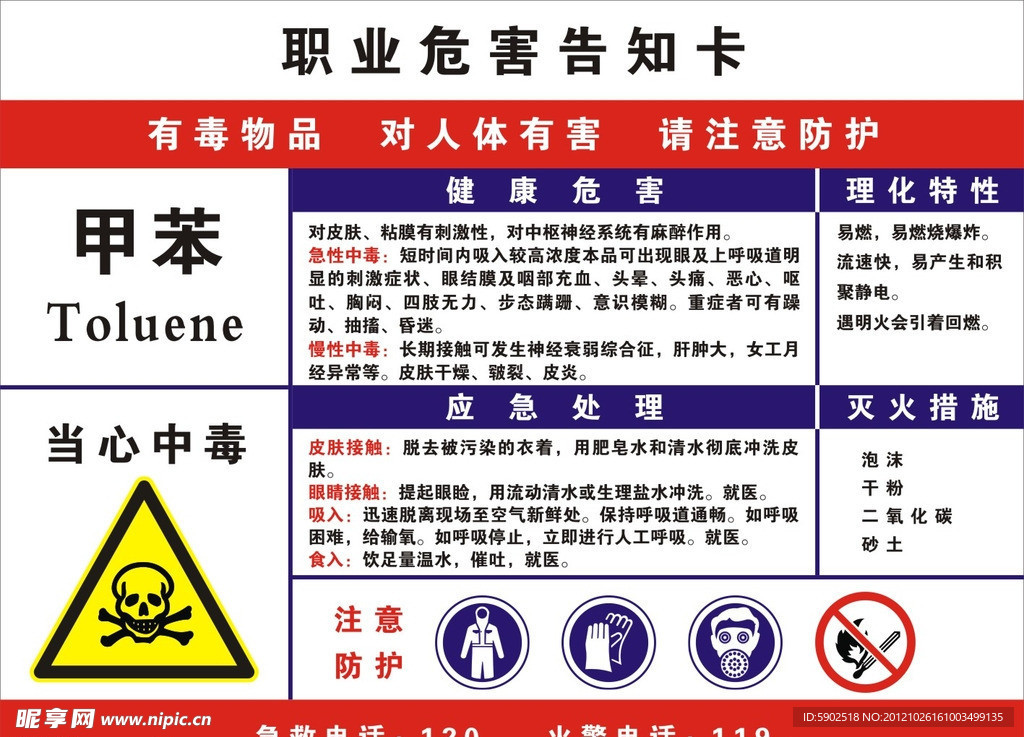 职业危害告知卡甲苯