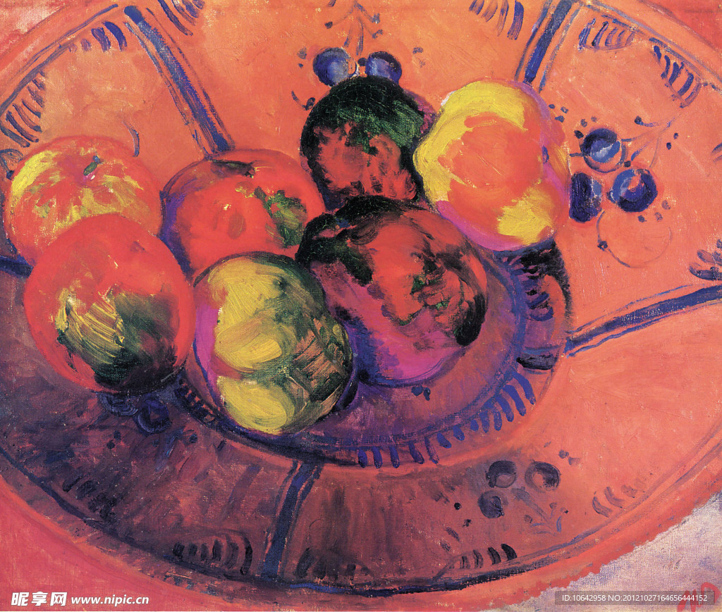 餐盘中的水果装饰油画
