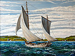 油画 帆船