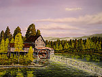 油画 小河磨房