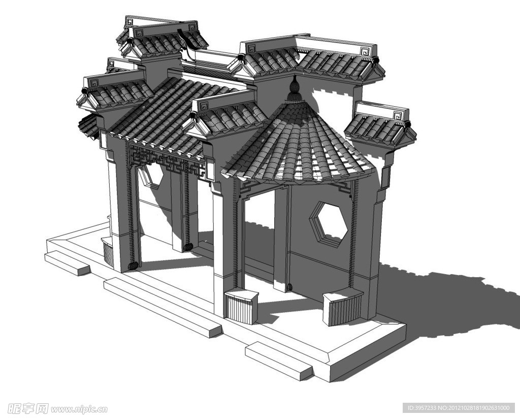 门亭3D模型