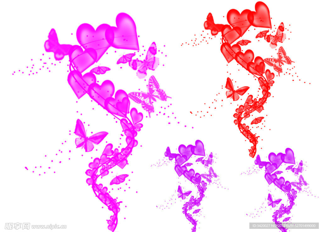 经典蝴蝶心型组合笔刷
