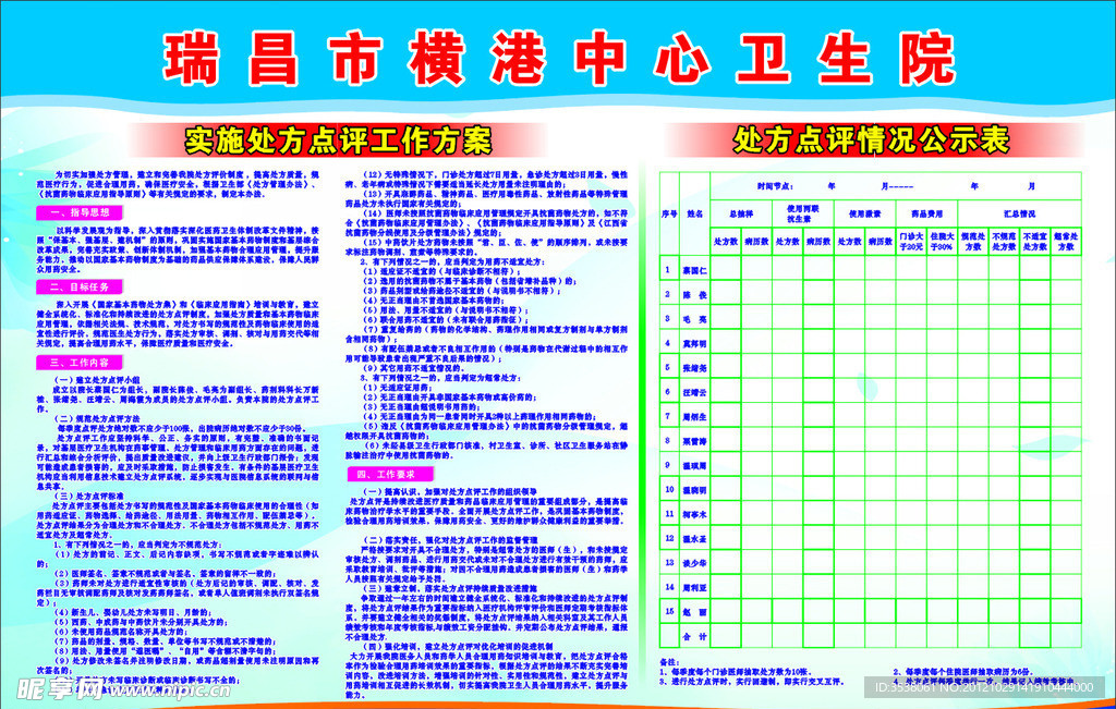 卫生院工作方案 公示表