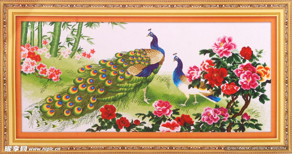 成品 十字绣孔雀